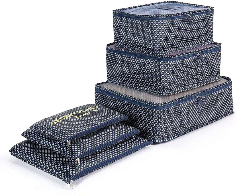 Flywind 6Pcs/1Set Travel Storage Bag Storage Clothes Bag Luggage Case Underwear Bag(Blue)