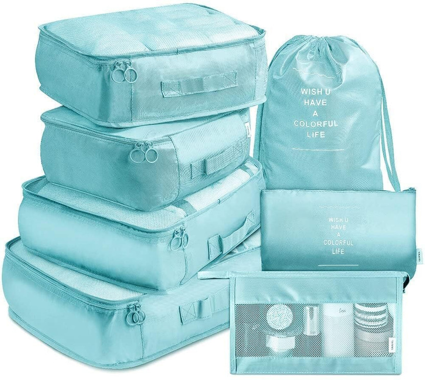 APOPHIS APOPHIS 7 Pcs Set Luggage Packing Cubes Organizer Carry Clothes Travel Toiletry Kit(Blue) - Flipkart Deal