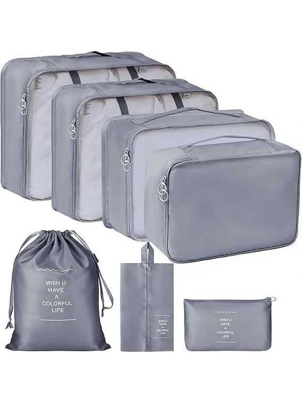 LYROVO 7 Set Travel Organizer Packing Cubes(Grey)