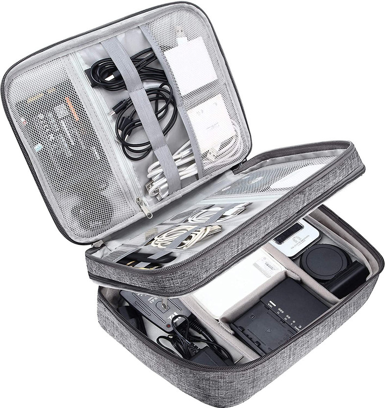 otak otak Travel Cable Accessories Bag Double Layer Electronics Organizer(Grey) - Flipkart Deal