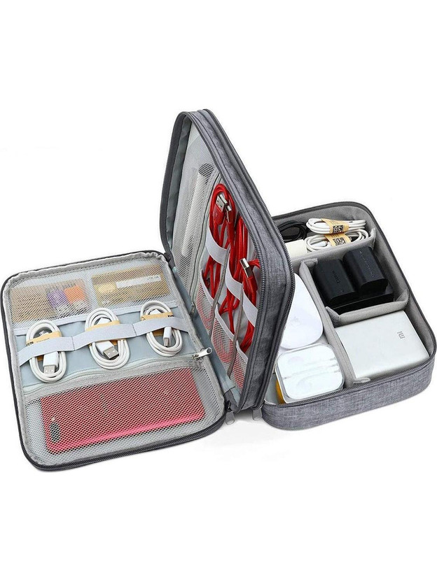 SEAGULL 3 Layered Zippered Electronic Organizer, Travel Cable Accessories Bag,(Grey)