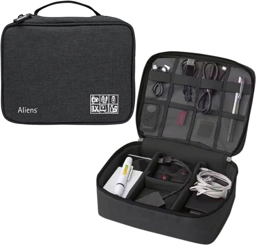 Aliens Gadget Travel Tech Organizer Case Bag Pouch for Electronic,Toiletry,Cosmetic Kit(Black)