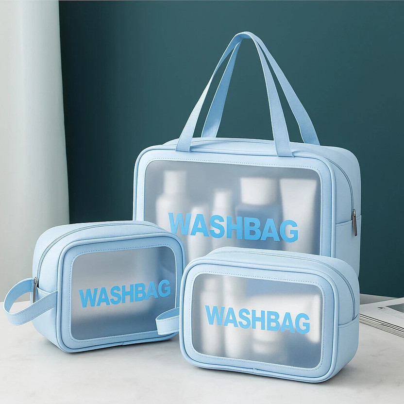 PERISA ENTERPRISE 3 Makeup bag for Travel Washbag with Zipper | Toiletry Organizer for Women(Blue)