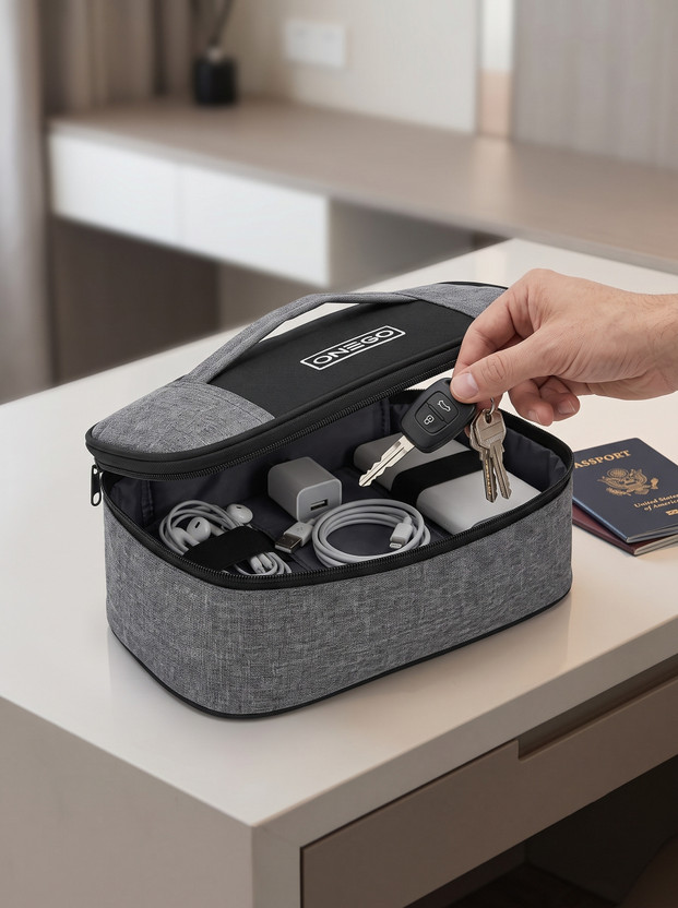 ONEGO Travel Organizer Pouch for Toiletries, Documents, Cables, Charger & Accessories(Grey)