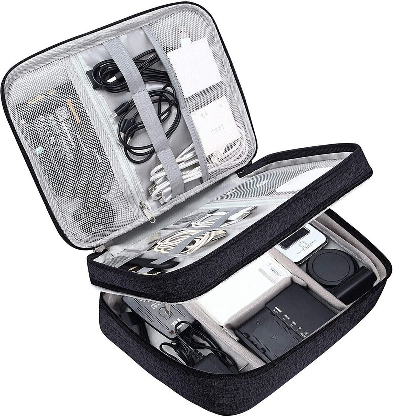 KEETLY Electronics Accessories Organizer Bag, Universal Carry Travel Gadget Bag(Black)