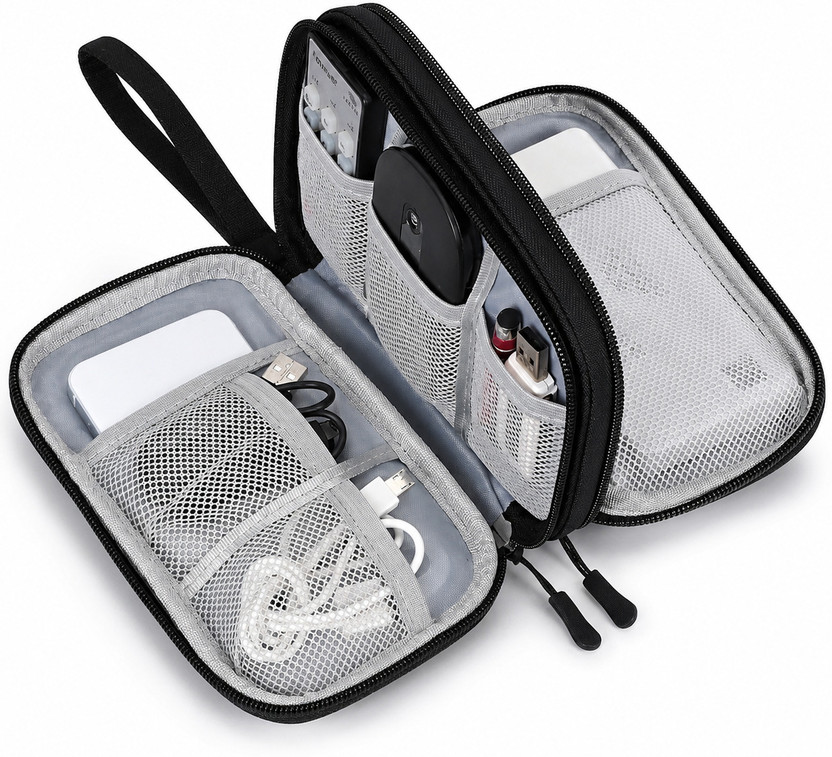 ZERDER Portable Electronic Accessories Organizer, Travel Cable Organizer Case(Black)