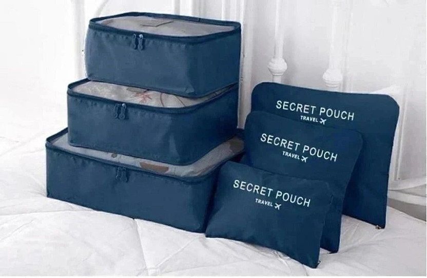 SHUANG YOU Packing Cubes Travel Pouch Bag Suitcase Luggage Organiser Set of 6(Blue)
