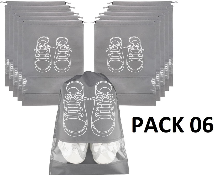 BlackBoxes Shoe Bag for Travel & Storage Travel Organizer for Women & Men (Pack of 6|Grey)(Grey)