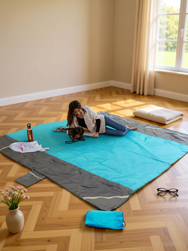 Dhupgarh Polyester Chatai Mat(Blue, Large)
