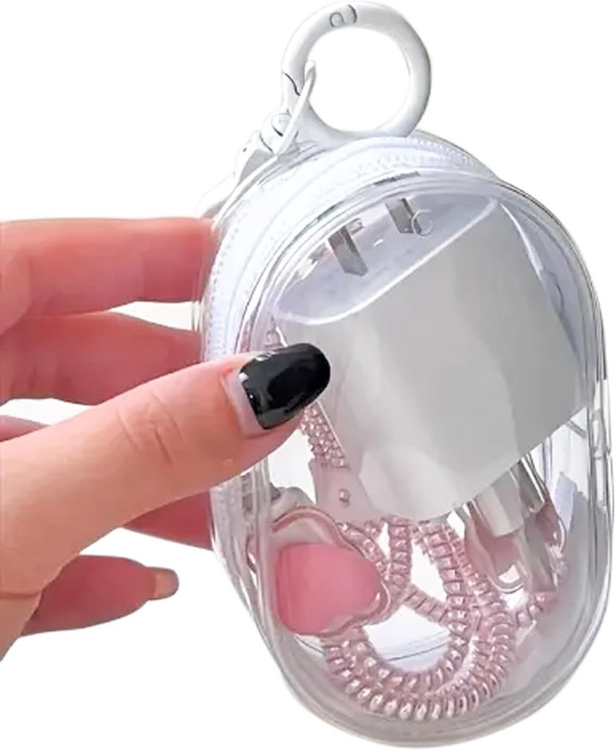 GadgetBite Clear PVC Travel Cable Organizer Pouch for Chargers, Earphones & Data Cables(White)