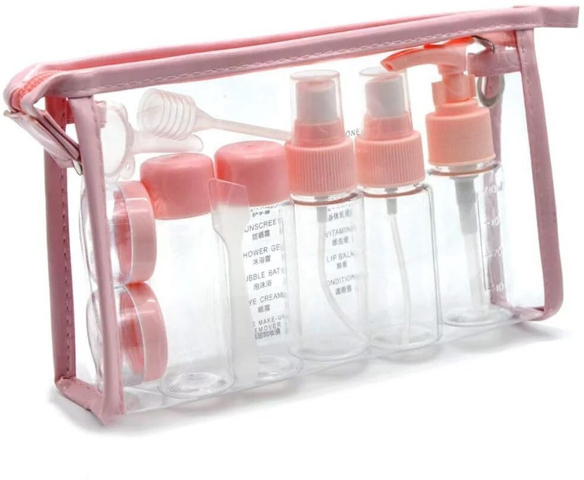 ANAYSHA IMPEX Leak Proof Travel Bottles Kit - Refillable Toiletry Containers Set with Pouch Travel Toiletry Kit(Pink)