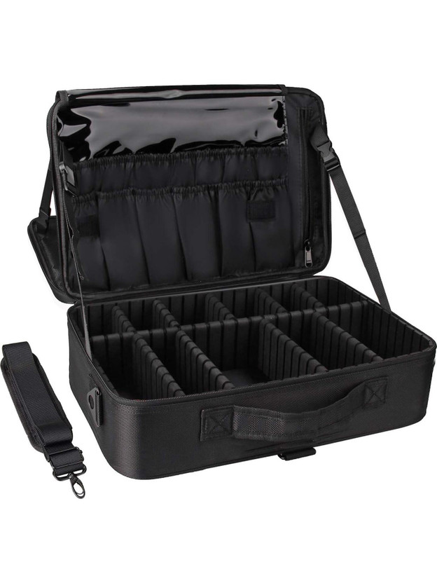 LACOPINE Cosmetic Multi-function Travel Makeup Case Handbag Storage Bag Travel Toiletry Kit(Black)