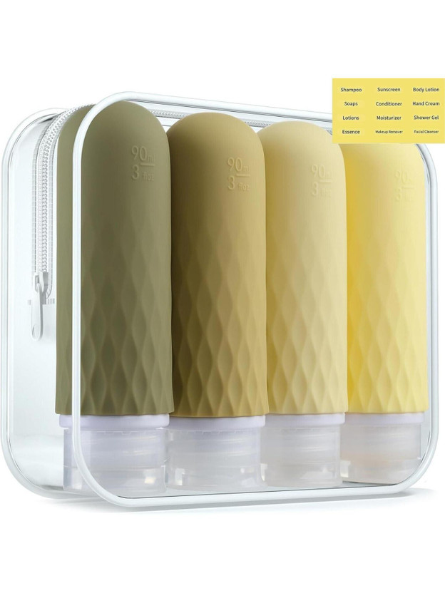 Voroly Travel Size Bottles for Toiletries,Tsa Approved 3oz Portable Travel Bottles Travel Toiletry Kit(Brown)