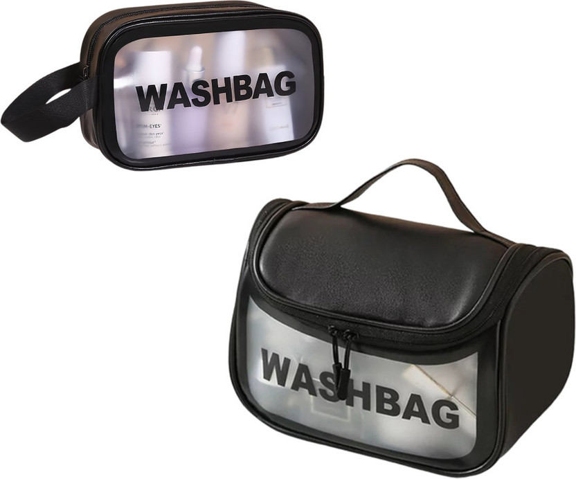 HouseOfCommon Cosmetic Wash Bag Travel Toiletry Kit(Black, Black)