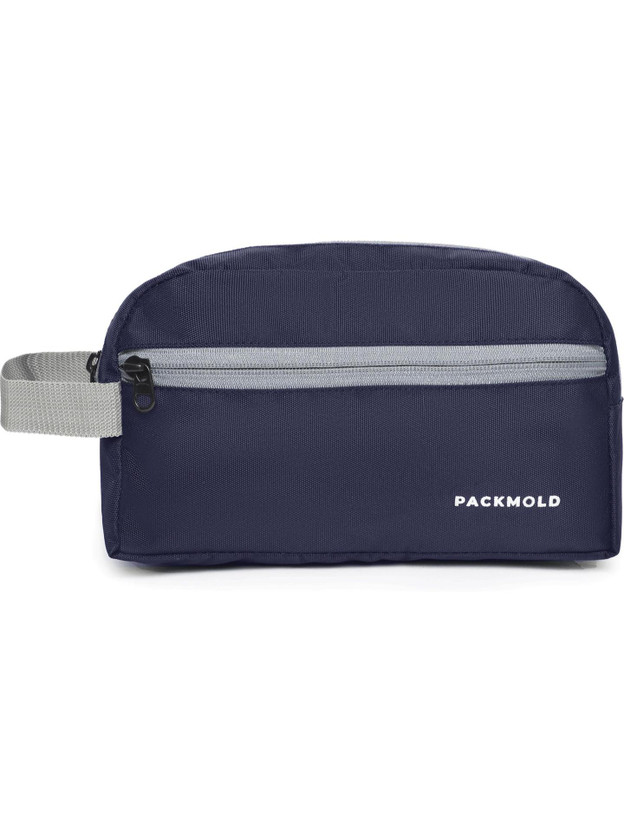 PACKMOLD PACKMOLD POUCHO POLYESTER Toiletry Bag Makeup Shaving Kit(9.5*6*3.5 INCHES) Travel Toiletry Kit(Blue, Grey) - Flipkart Deal