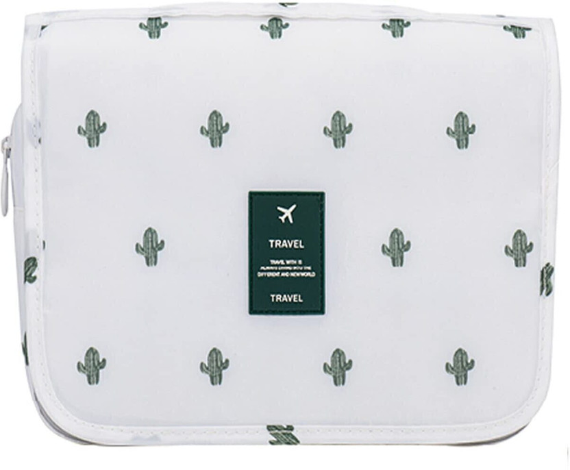 Armar Hanging Travel Toiletry Bags Cosmetic Make up Organizer Bag Cactus for Women Travel Toiletry Kit(White)