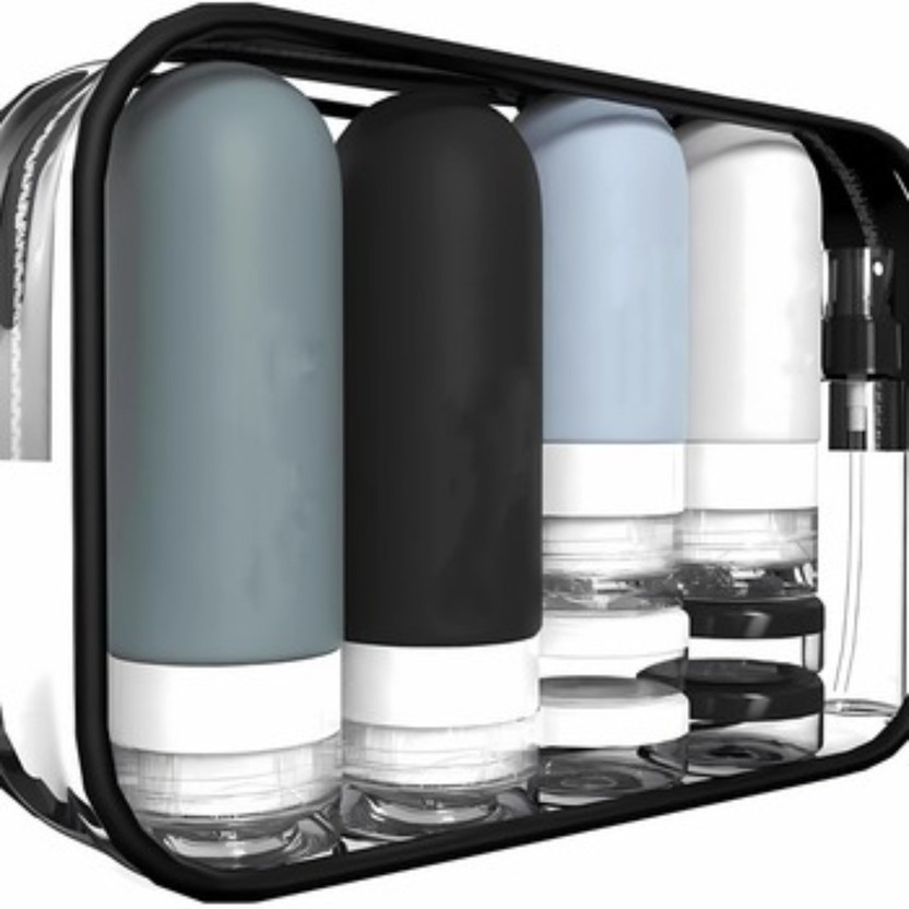 DEPOZA Pack Of 14 Reusable Travel Bottle Set for Liquid Essentials Travel Toiletry Kit(Multicolor)