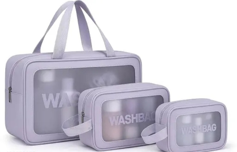 Md shahid ( set of 3 premium quality cosmetics and mekeup pouch l with waterproof wash bag Travel Toiletry Kit(Purple)