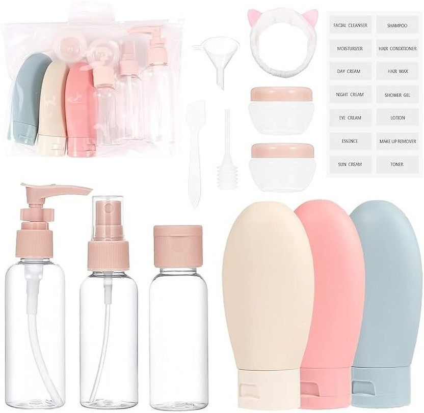 KRIVTEJ 11 PCS Silicone Travel Bottles Sets Travel Toiletry Kit(Multicolor)