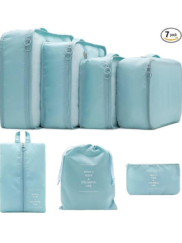 KAVRUL KAVRUL 7 Set Travel Organizer 3 Packing Cubes + 3 Pouches + 1 Toiletry Bag(Blue) - Flipkart Deal