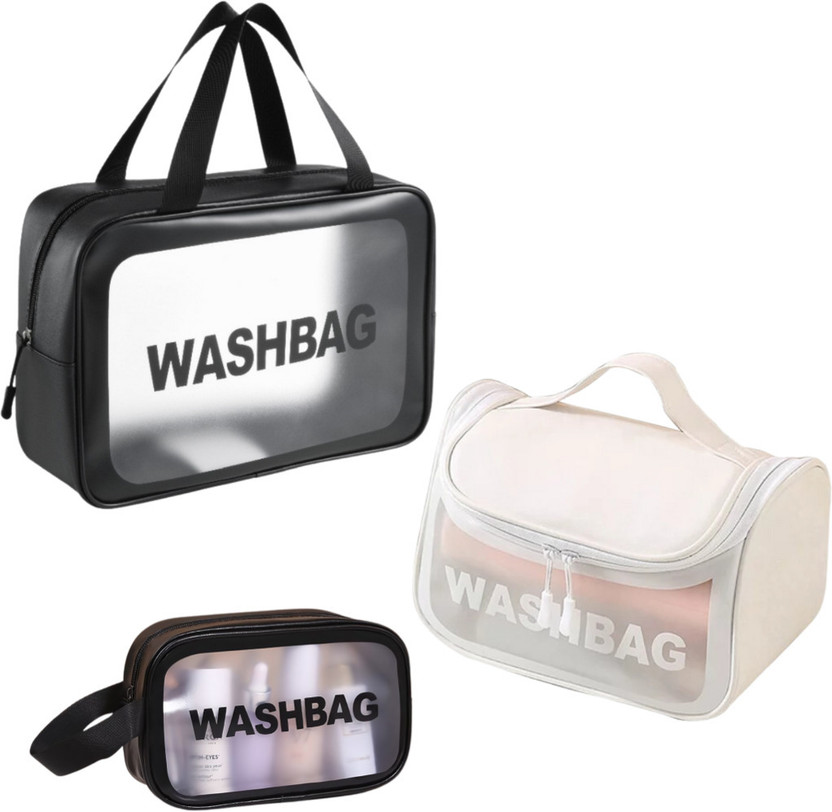 HouseOfCommon Cosmetic Wash Bag Travel Toiletry Kit(Black, White)