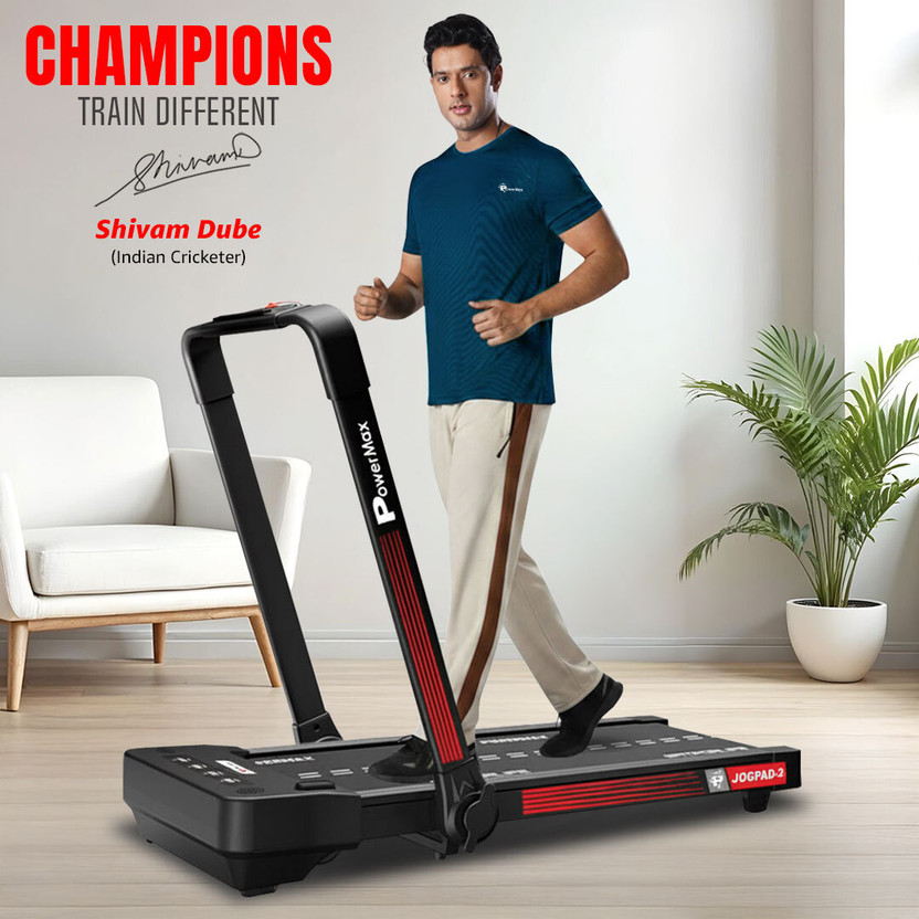 Powermax Fitness 4HP Jogpad 2 120kg Foldable Walking Pad for Home with Remote & Device Holder Treadmill (Max Weight:120 kg)