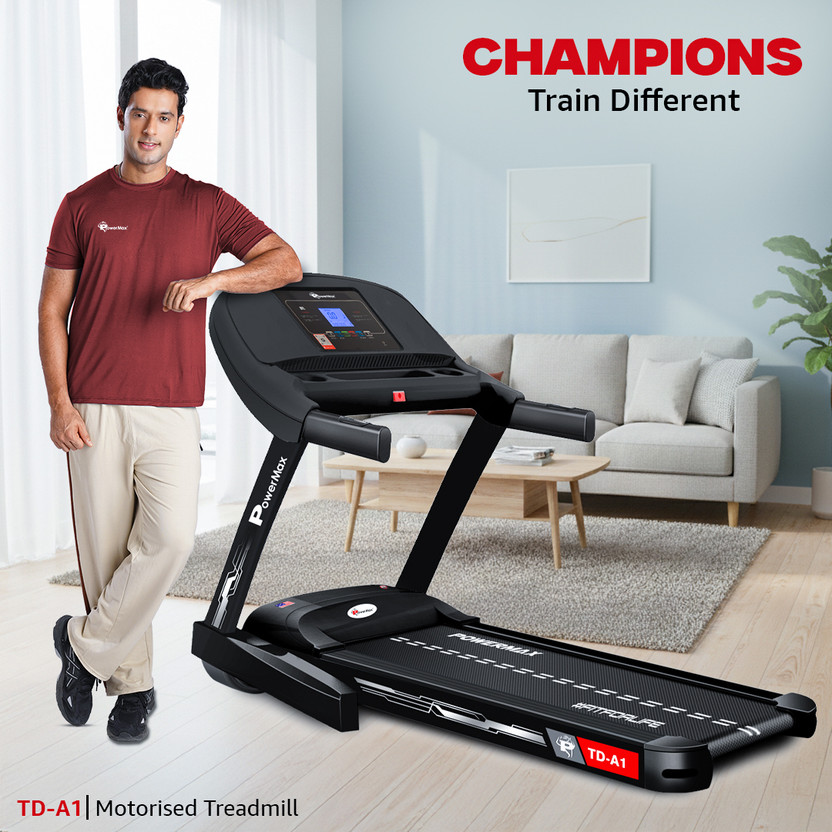 Powermax Fitness TD-A1 6HP Motor 120kg 15% Auto Incline Foldable & LED Display for Home Workout Treadmill (Max Weight:120 kg)