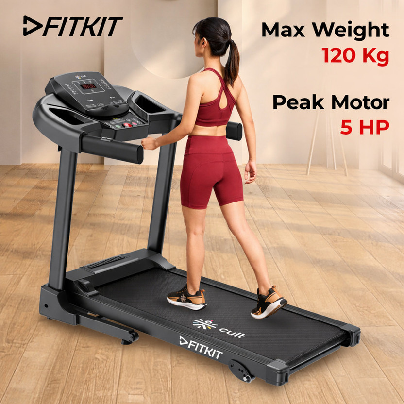 FITKIT by Cult PowerRun-96 BLDC Motor (5HP Peak) Max Weight: 120kg Home Use Treadmill (Max Weight:120 kg)