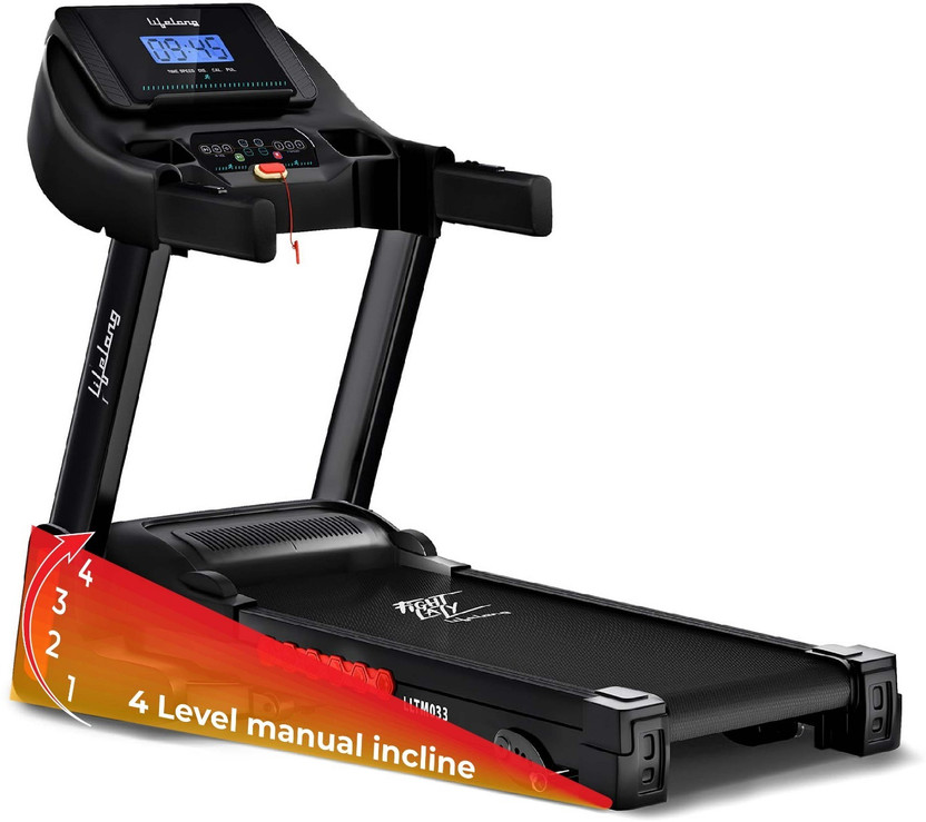 Lifelong 4.5HP Motorized Treadmill for Home | Manual Incline 12% | Foldable Handle Treadmill (Max Weight:110 kg)