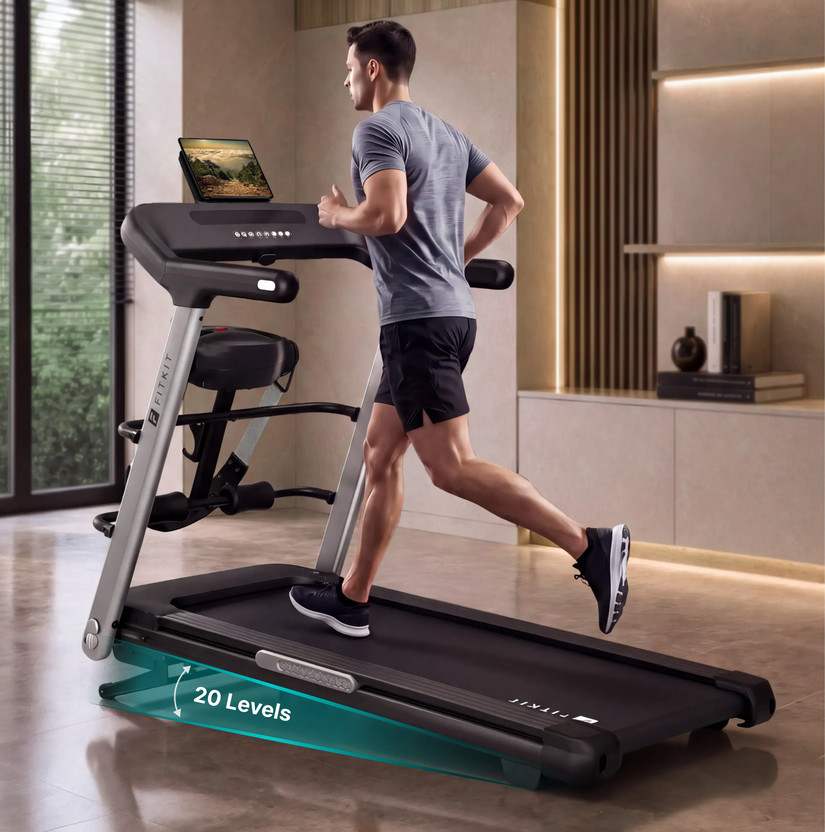 FITKIT by Cult Pulse Run Pro BLDC Motorized(6HP Peak) Max Weight: 150 Kg Home Use Treadmill (Max Weight:150 kg)