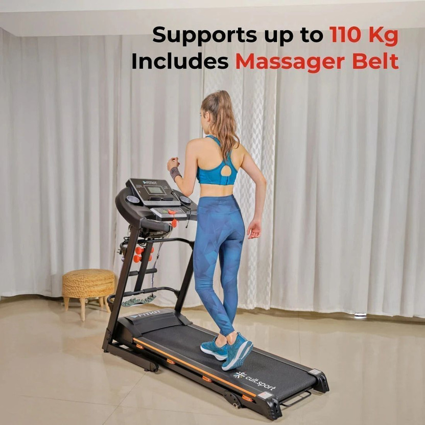 FITKIT by Cult FT100M 4.5HP Peak Max Weight:110Kg & 12 Preset Program For Home Gym Treadmill (Max Weight:110 kg)