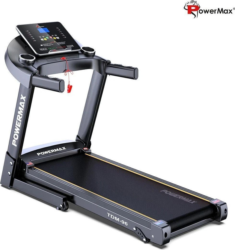 Powermax Fitness TDM-96 4HP Motor 110kg Manual Incline Heart Rate Sensor Foldable for Home Cardio Treadmill (Max Weight:110 kg)
