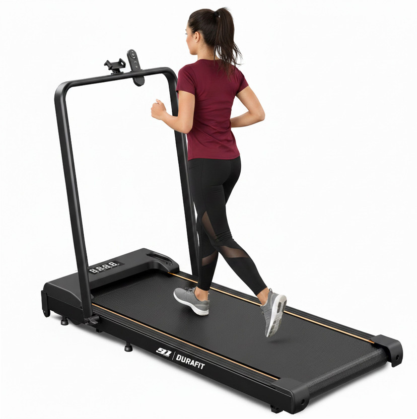 Durafit Compact 120Kg User Weight 2.5HP Peak BLDC with Remote control Walkpad, Foldable Treadmill (Max Weight:120 kg)