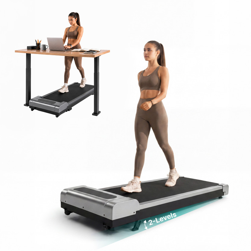 FITKIT by Cult Neo Walking Pad 3.5HP BLDC Motor 120kg Weight 2 Level Incline (Silver) Treadmill (Max Weight:120 kg)