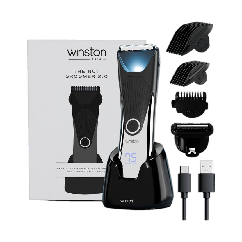 Winston Nut Groomer 2.0 Ultimate Body IPx7 waterproof design Fully Waterproof Body Groomer 120 min  Runtime 5 Length Settings(Black)
