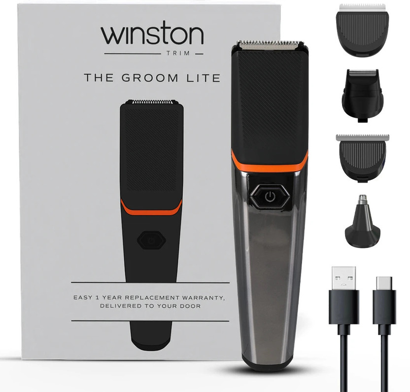 Winston Groom Lite 4 in 1 Body Groomer for Men Grooming Kit 90 min  Runtime 7 Length Settings(Black)