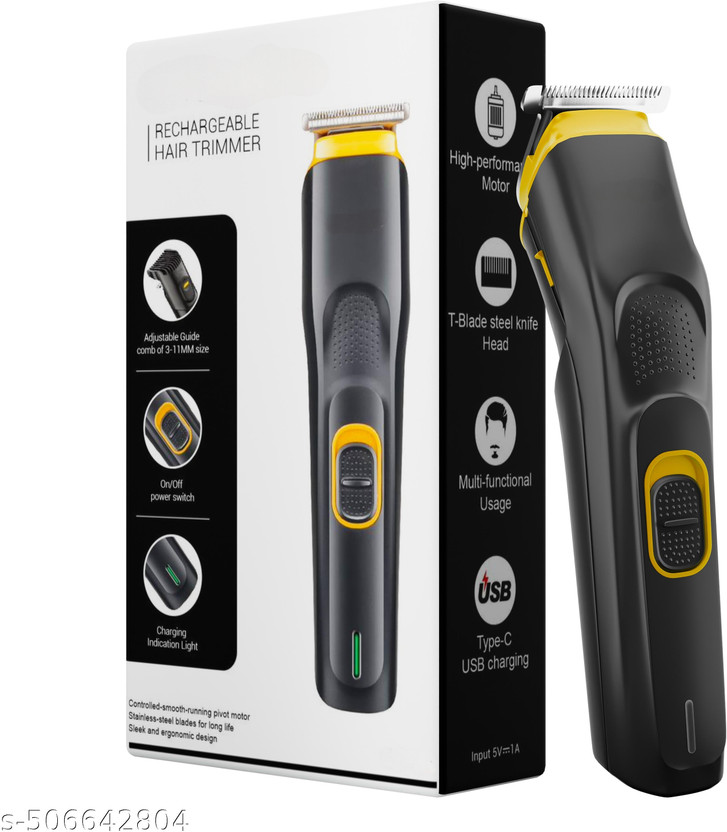 WAIKIL OP Cordless Professional Hair Trimmer Titanium coated blade waterproof Trimmer 18 min  Runtime 4 Length Settings(Yellow)