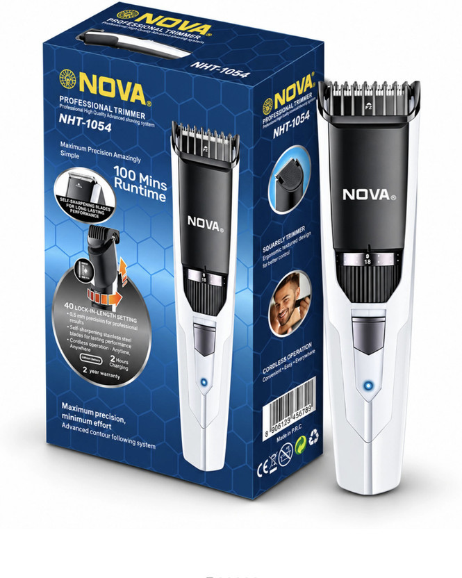 NOVA NHT 1054 Trimmer 100 min  Runtime 40 Length Settings(White, Black)
