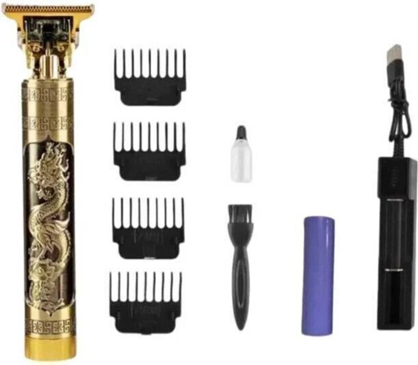 AAC Professional Vintage T9 Hair Trimmer Clipper T-Shape Design & Dragon Style G227 Trimmer 60 min  Runtime 4 Length Settings(Gold)