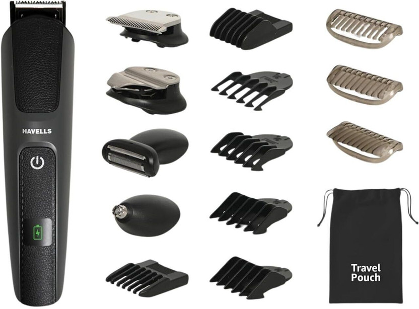 HAVELLS GS8714 | 15-in-1 Super Grooming Kit | Ipx7 Fully Washable and Body Groomer Fully Waterproof Grooming Kit 120 min  Runtime 10 Length Settings(Black, Grey)