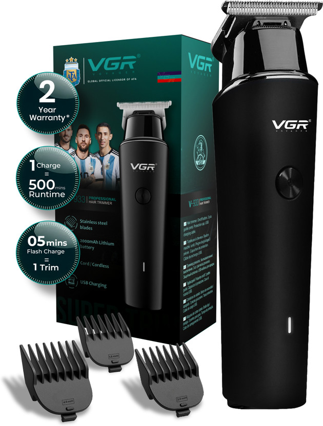 VGR V-933 Trimmer 500 min  Runtime 4 Length Settings(Black)