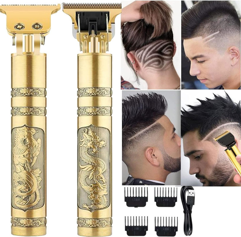 funkish Men Cordless Rechargeable Hair And Body Grooming Trimmer Kit, Beard Trimmer Trimmer 120 min  Runtime 4 Length Settings(Gold)