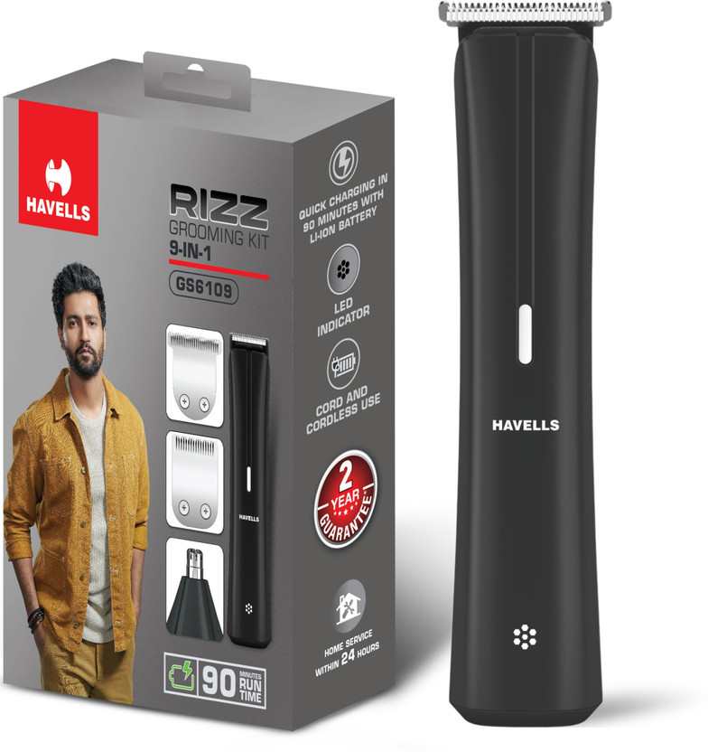 HAVELLS GS6109 Trimmer 90 min  Runtime 13 Length Settings(Black)