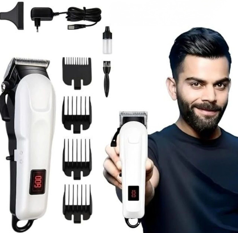 RT GLOBAL 809 Advanced Beard Trimmer | High Performance Motor | Premium Finish Trimmer 180 min  Runtime 4 Length Settings(White)