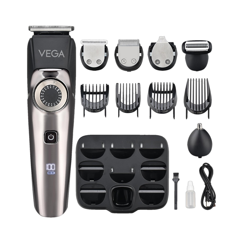 VEGA 9 in 1 Pro Multi Grooming Trimmer for Men, (VHTH-32) Trimmer 150 min  Runtime 40 Length Settings(Black)