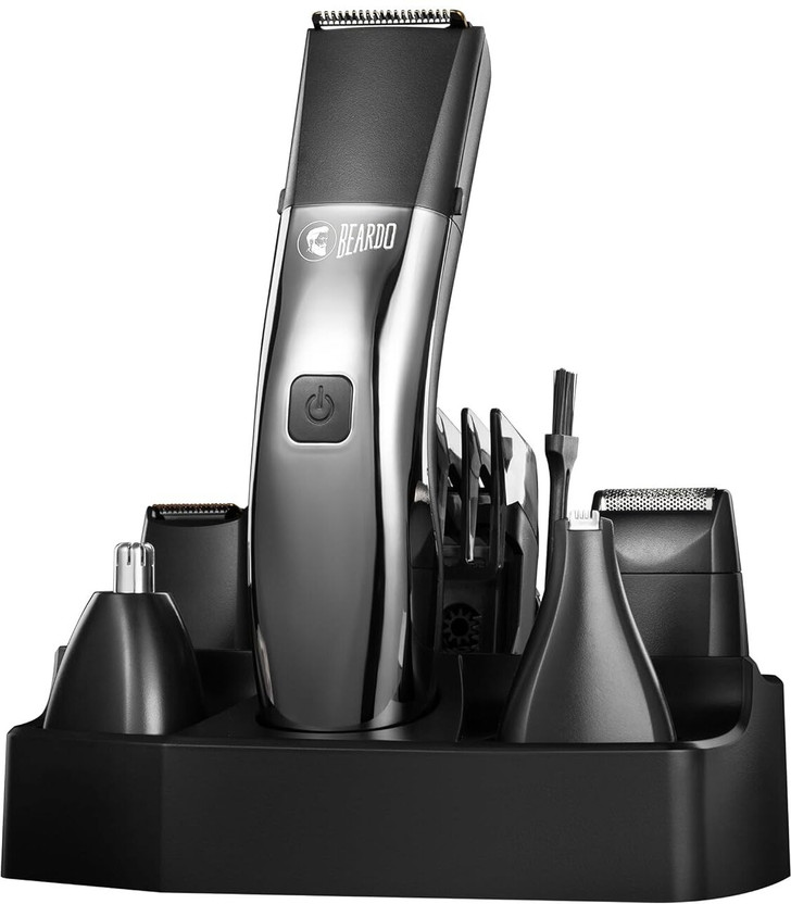 BEARDO Chrome Beast Grooming Kit Multipurpose, Full Body Groomer | Trimmer For Men | Trimmer 90 min  Runtime 40 Length Settings(Black, Silver)
