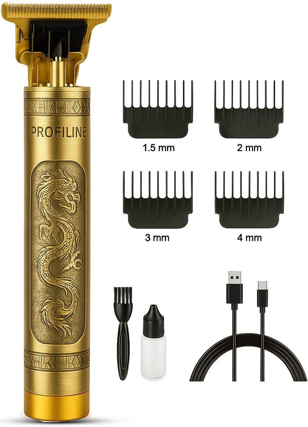 Profiline ::hair cutting trimmer::Hair trimmer::dadhi cutting machine::shaving Trimmer 60 min  Runtime 1 Length Settings(Gold)