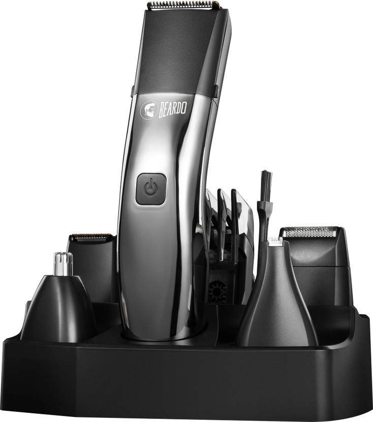 BEARDO Chrome Beast Grooming Kit Multipurpose, Full Body Groomer Trimmer 90 min  Runtime 40 Length Settings(Black, Silver)