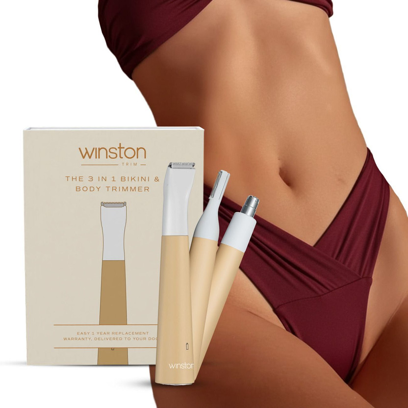 Winston Rechargeable 3-in-1 Bikini Trimmer and Full Body Shaver for Women Grooming Kit 60 min  Runtime 3 Length Settings(Gold)