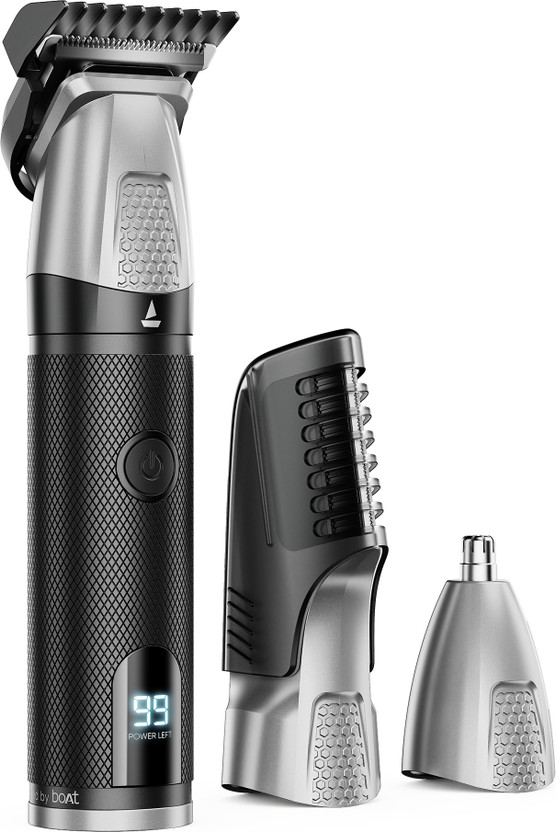 boAt Slazer K100+ Full Body Trimmer, Fast Charge, Display & Travel Lock Fully Waterproof Grooming Kit 200 Mins  Runtime 12 Length Settings(Black)